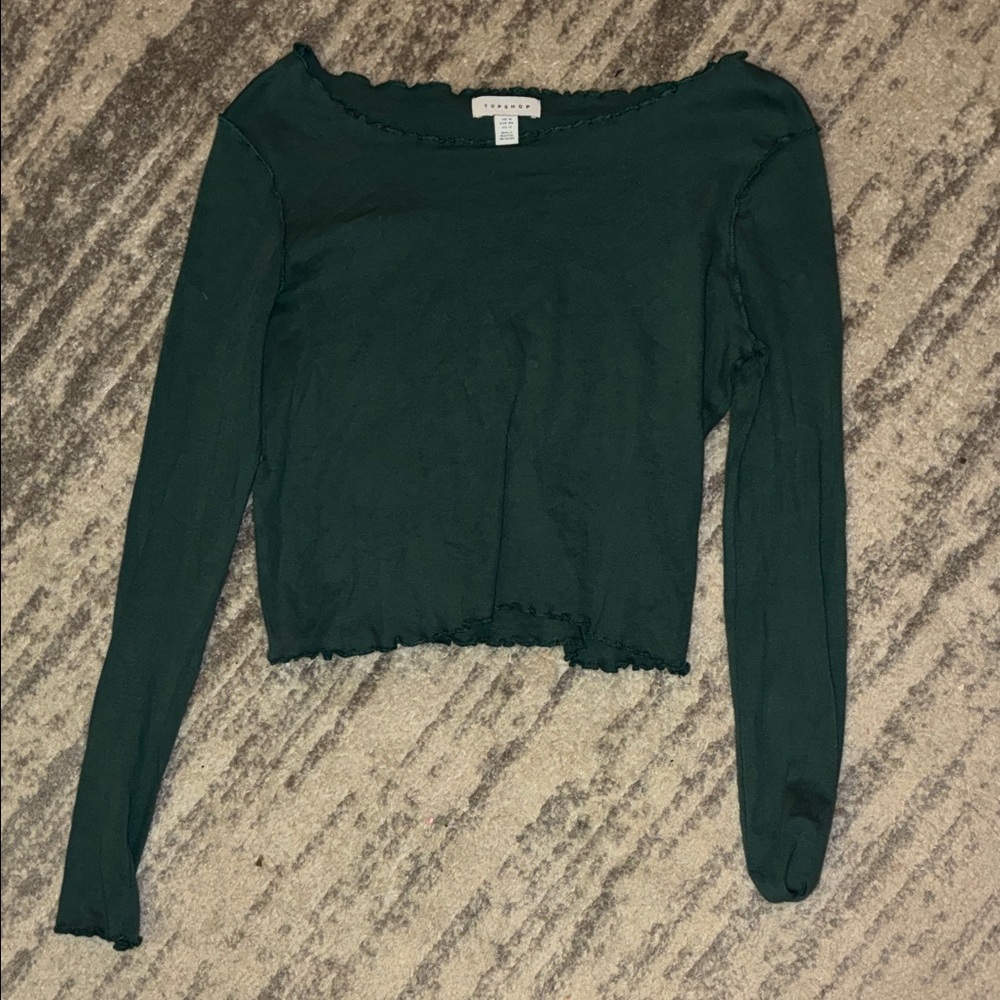 Top Shop Dark Green Long Sleeve Blouse